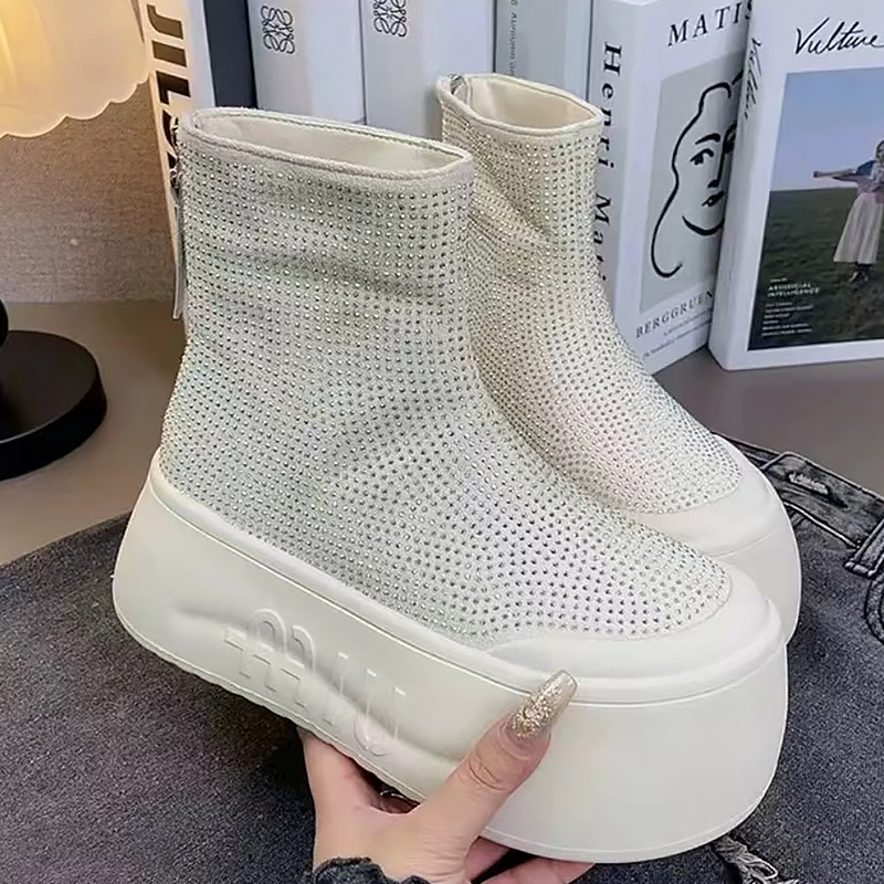 Winter Clothing Korea - Lüks Taşlı Kadın Botları Moda Platform