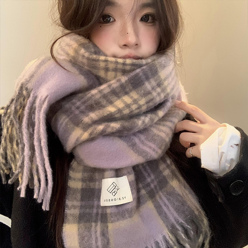 Winter Clothing Korea - Mor Ekose Eşarp Kadın Sonbahar ve