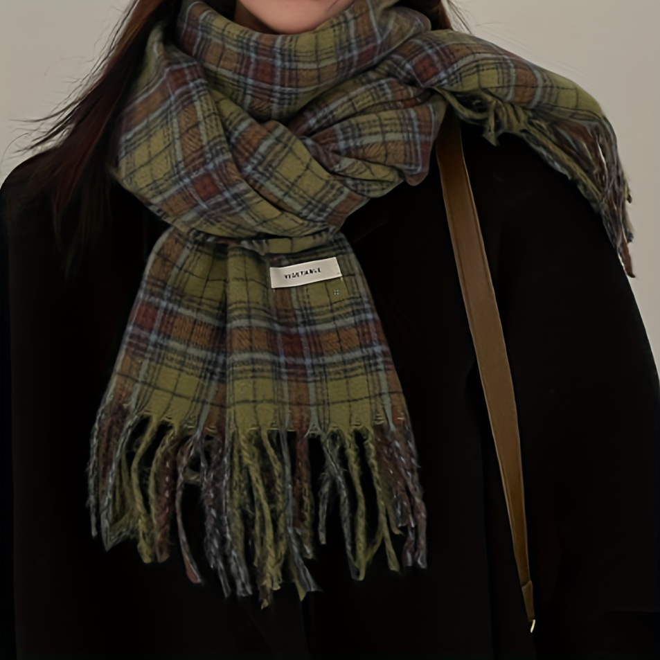 Vintage Yeşil Ekose Püskül Eşa - Cashmere Scarf Wrap incelemesi ve fiyatı