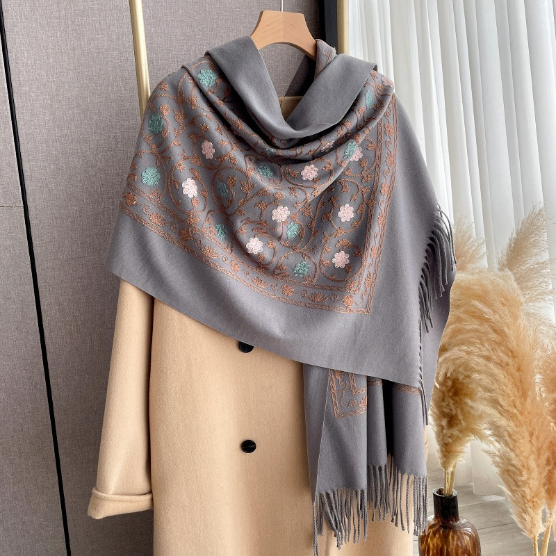 2025 Yeni İşlemeli Kaşmir Eşar - Cashmere Scarf Wrap incelemesi ve fiyatı