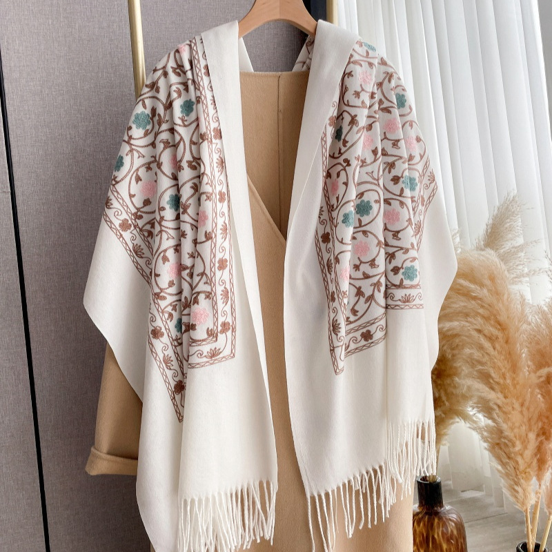 2025 Yeni İşlemeli Kaşmir Eşar - Cashmere Scarf Wrap incelemesi ve fiyatı