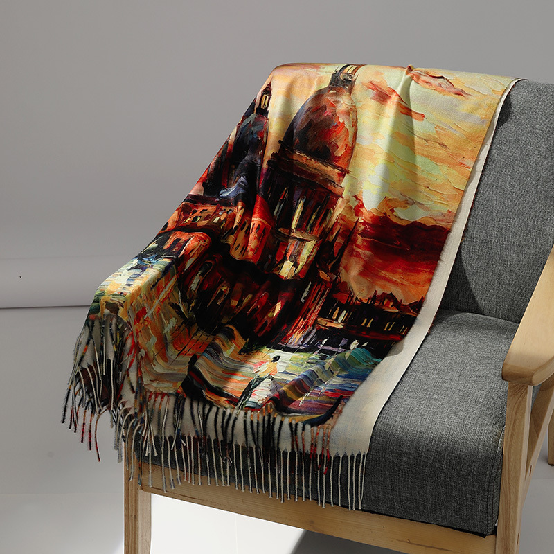Lüks Marka Yağlıboya Kaşmir Eş - Cashmere Scarf Wrap incelemesi ve fiyatı